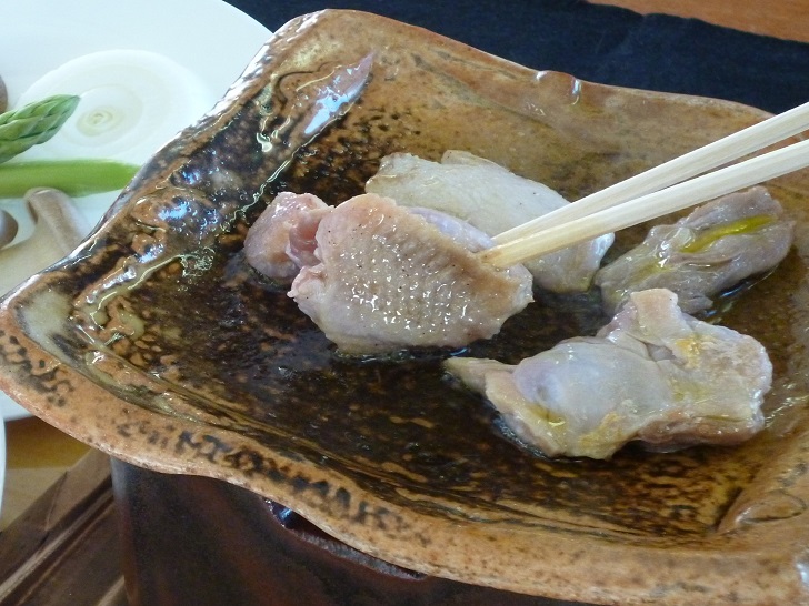 キジの陶板焼き