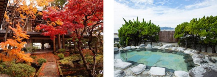 函館湯の川温泉湯元啄木亭の松岡庭園と露天風呂