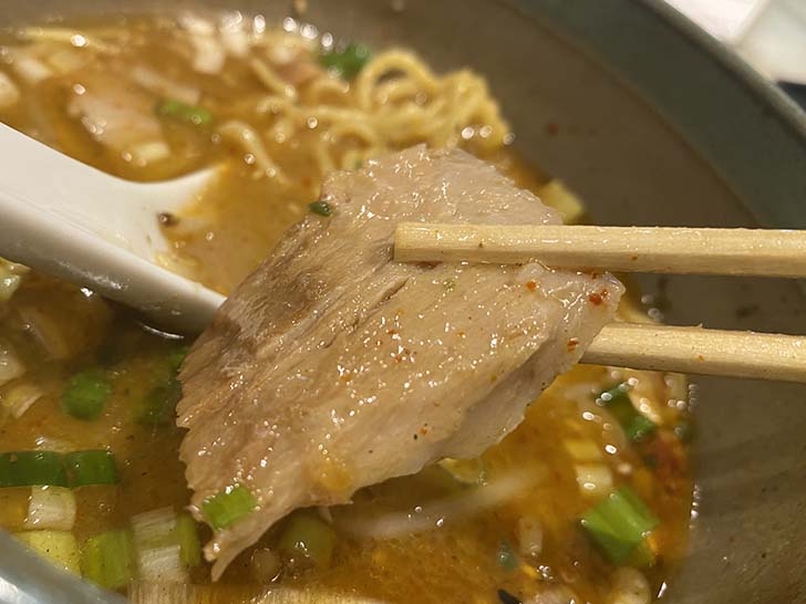 風来堂　青唐辛子味噌ラーメン　チャーシュー