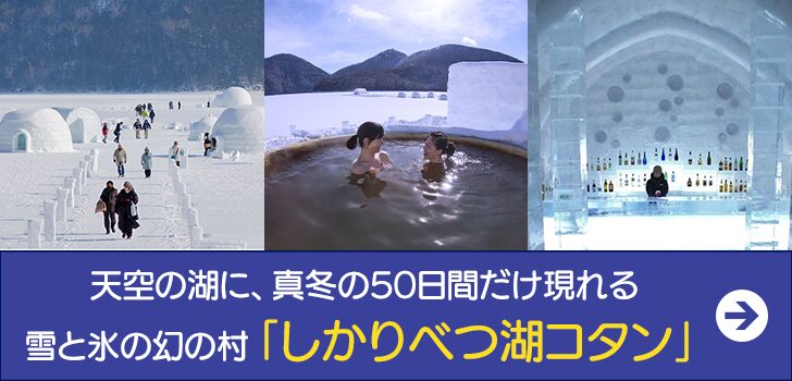 天空の湖に、真冬の50日間だけ現れる 雪と氷の幻の村「しかりべつ湖コタン」